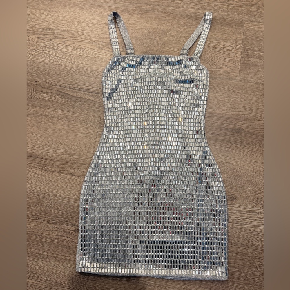 Silver Baguette Rhinestone Dress XS